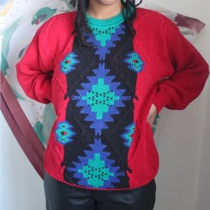 Cool Print Chunky Vintage Grandpa Sweater ❤️